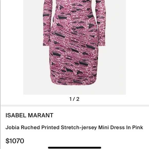2hr Sale♦️ISABEL MARANT Dress Ruched Jersey Magenta NWOT - Picture 4 of 10